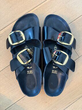 Birkenstock Arizona Big Buckle Black Leather Sandals EU 39
